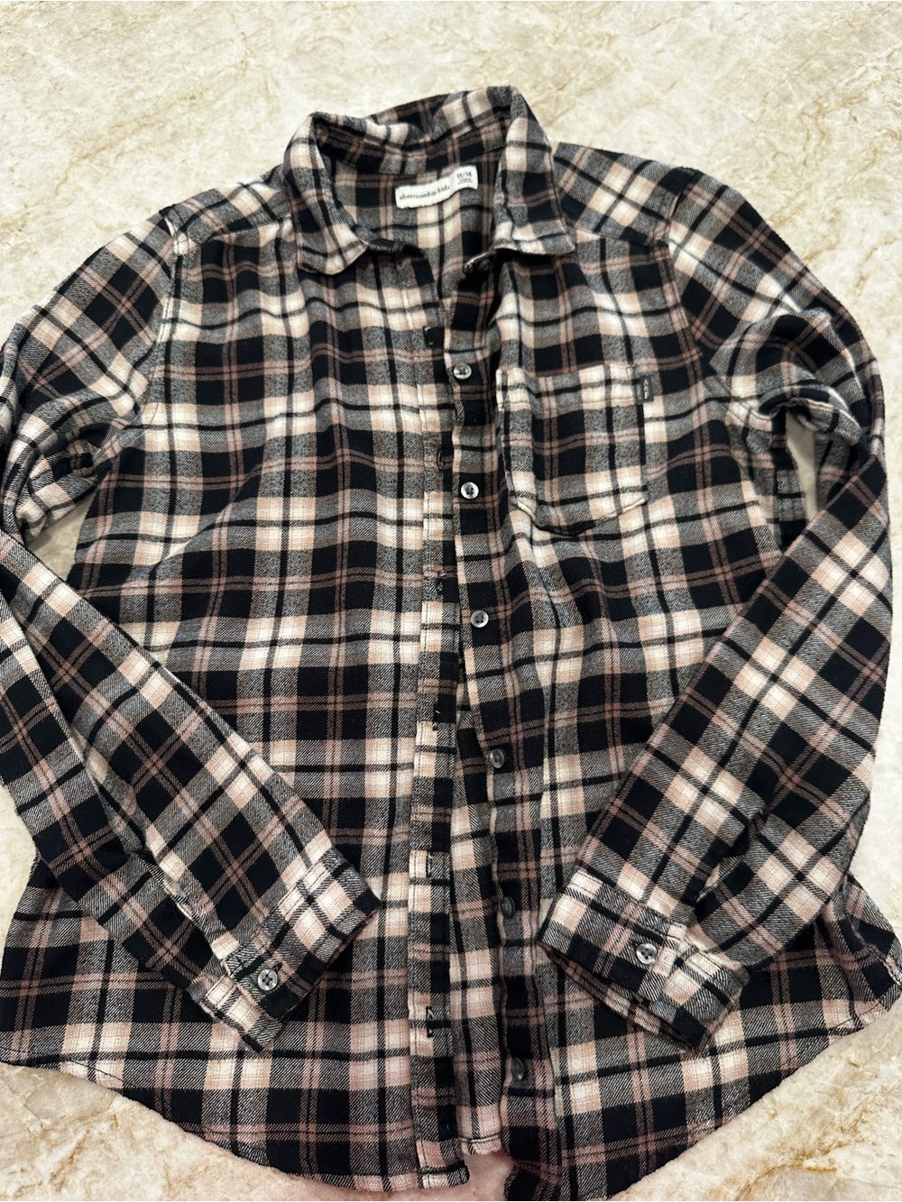 abercrombie kids Black & Cream Plaid Button-Down Shirt